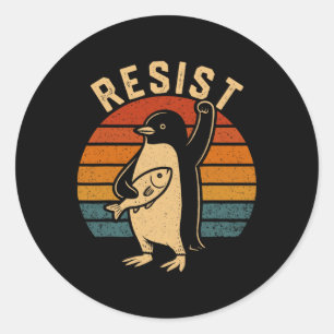Funny Pinguin Resist Pinguine Protest gegen Tari Runder Aufkleber