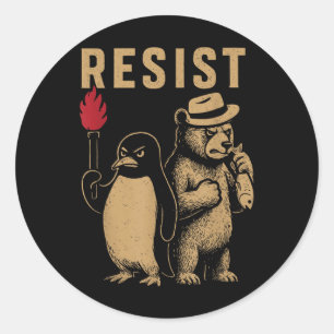 Funny Pinguin Resist Pinguine Protest gegen Tari Runder Aufkleber