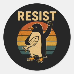 Funny Pinguin Resist Pinguine Protest gegen Tari Runder Aufkleber