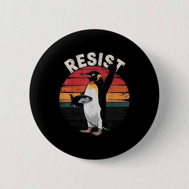 Funny Pinguin Resist Protest gegen Spaß von Zöllen Button (Vorderseite)