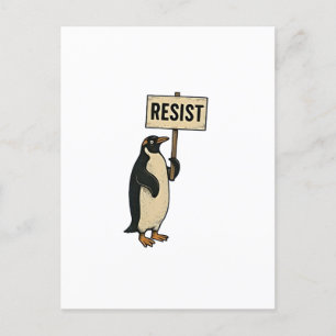 Funny Pinguin Resist Protest gegen Tarrifs Ankündigungspostkarte
