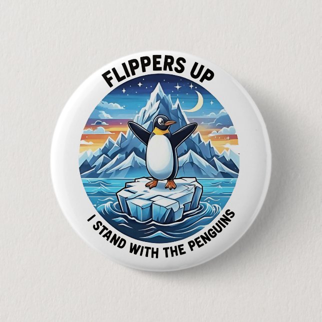 Funny Pinguin Resist Protest gegen Tarrifs Button (Vorderseite)