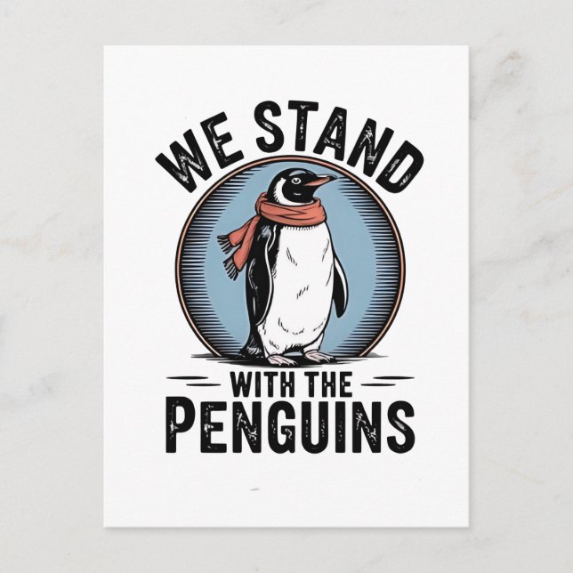 Funny Pinguin Resist Protest gegen Tarrifs Einladungspostkarte (Vorderseite)