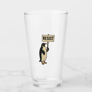 Funny Pinguin Resist Protest gegen Tarrifs Glas