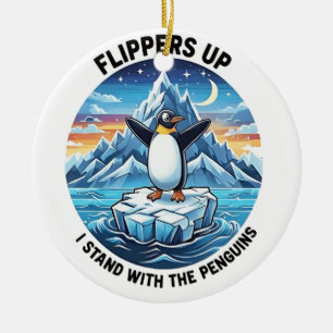 Funny Pinguin Resist Protest gegen Tarrifs Keramik Ornament