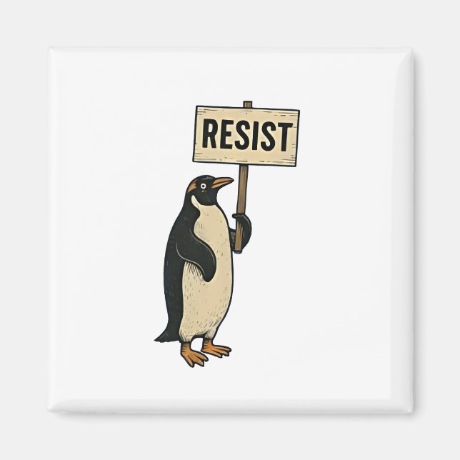 Funny Pinguin Resist Protest gegen Tarrifs Magnet (Vorne)