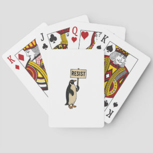 Funny Pinguin Resist Protest gegen Tarrifs Spielkarten