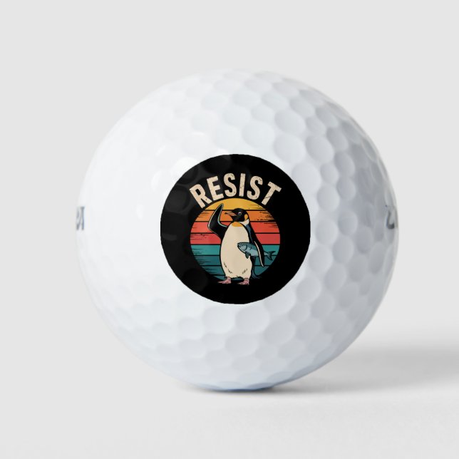 Funny Pinguin Resist Protest gegen Zölle Golfball (Vorderseite)
