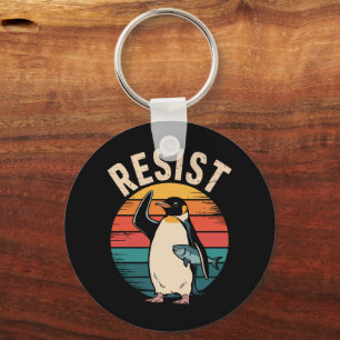 Funny Pinguin Resist Protest gegen Zölle Schlüsselanhänger