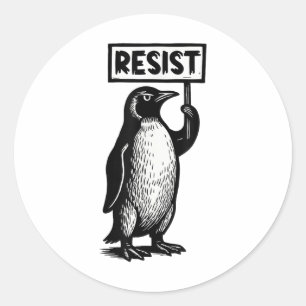Funny Pinguin Resist Protest nicht mein Präsident Runder Aufkleber