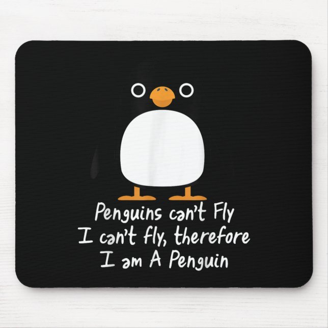 Funny Pinguin T Shirt Cool I Can't Fly Animal Lieb Mousepad (Vorne)