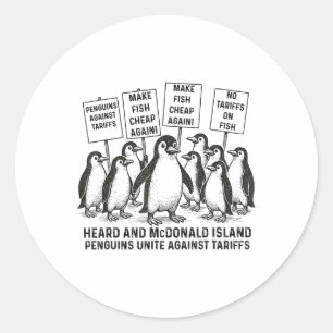 Funny Pinguine gegen Tariffs Heard Island Pengui Runder Aufkleber