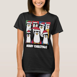 Funny Pinguine in Weihnachtsmannmützen Weihnachten T-Shirt