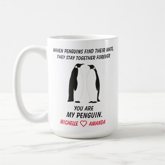 Funny Pinguins Tasse, Geschenk für sie oder ihn, Kaffeetasse (Links)