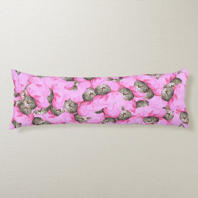 Funny Pink Cat Pattern Seitenschläferkissen (Vorderseite)