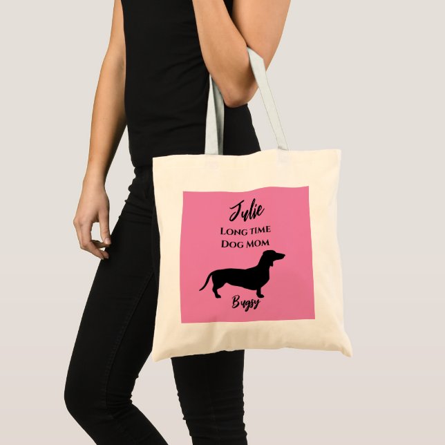 Funny Pink Dackel Hund Mama Tote Beutel Tragetasche (Vorderseite (Produkt))