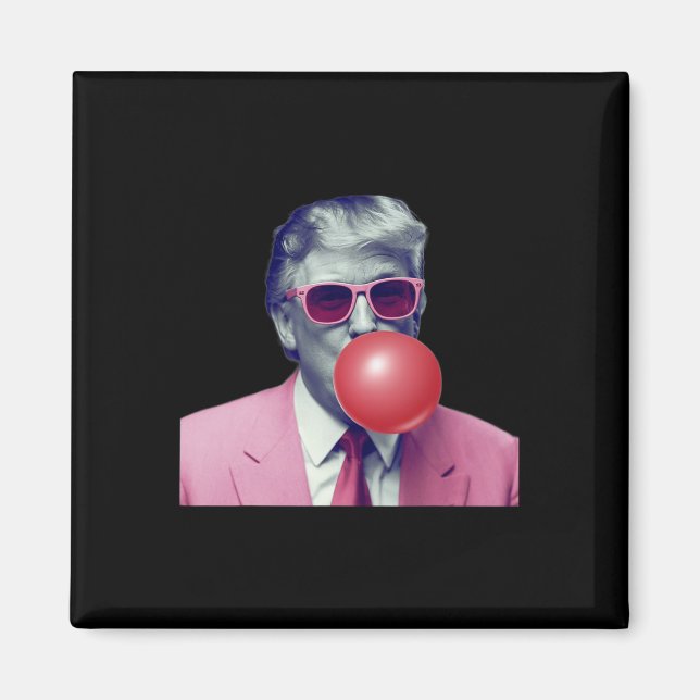 Funny Pink Donald Trump Bubble Gum Yum T-Shirt Magnet (Vorne)