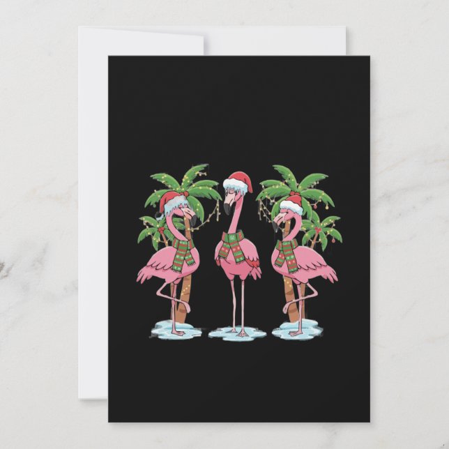 Funny Pink Flamingo "Dreaming of a Pink Christmas Dankeskarte (Vorderseite)