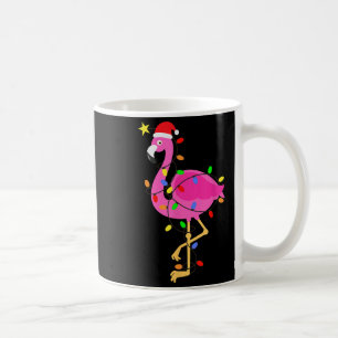 Funny Pink Flamingo in Weihnachtsmannmütze Weihnac Kaffeetasse