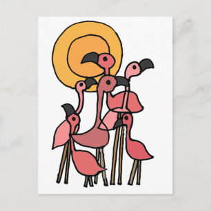 Funny Pink Flamingo Kunst Postkarte