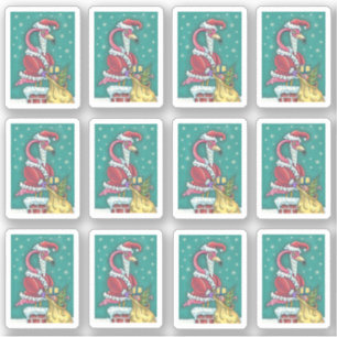 FUNNY PINK FLAMINGO SANTA CLAUS CHRISTMAS AUFKLEBER