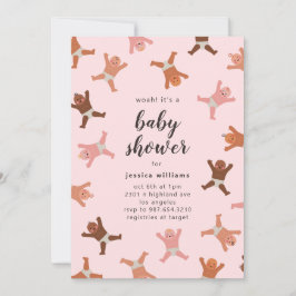 Funny Pink Girl Dusche von Babies Einladung