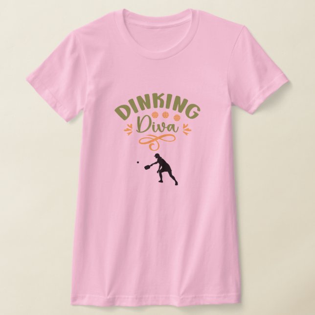 Funny Pink Green Orange Dinking Diva Pickleball T-Shirt (Ablage )