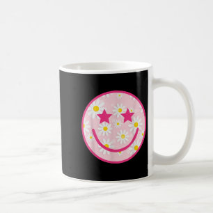 Funny Pink Happy Face Daisy Blume Smile Face Tren Kaffeetasse