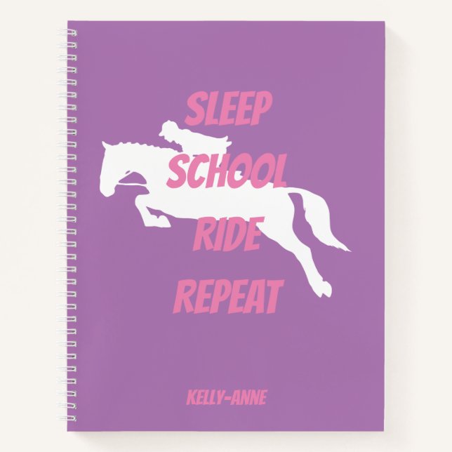 Funny Pink Horse Riding Girl Jumping School Notizbuch (Vorderseite)