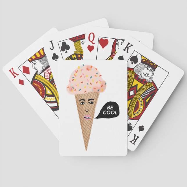 Funny Pink Ice Cream Lady sagt COOL SEIN Spielkarten (Rückseite)