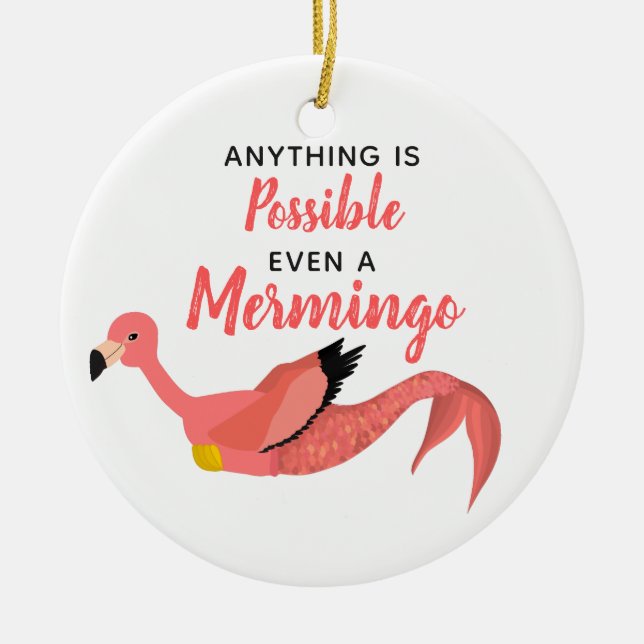Funny Pink Mermaid Flamingo Inspiration Zitat Keramik Ornament (Vorne)