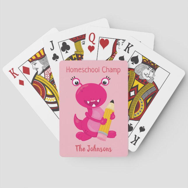 Funny Pink Monster Homeschool Champ Spielkarten (Rückseite)