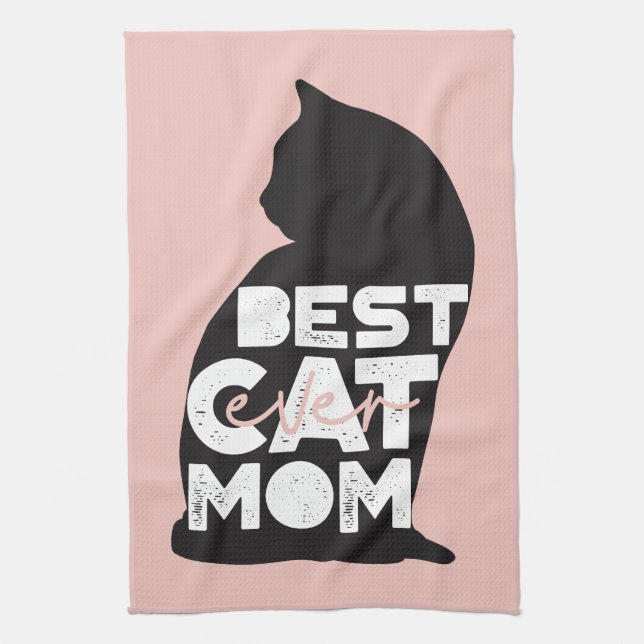 Funny Pink Mutter Tag Beste Katze Mama je Geschirrtuch (Vertikal)