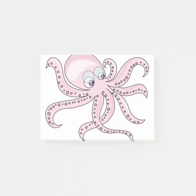 Funny Pink Octopus Post-it Klebezettel (Vorderseite)