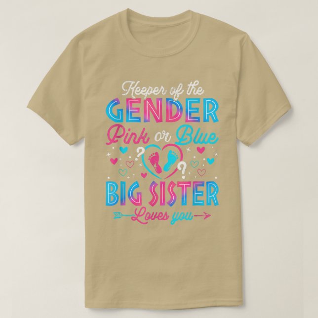 Funny Pink oder Blue Big Sister Lieben Sie Geschle T-Shirt (Design vorne)