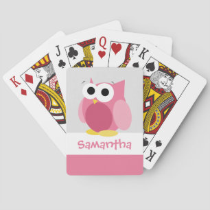 Funny Pink Owl Kinder Personalisiertes Spielen Kar Spielkarten