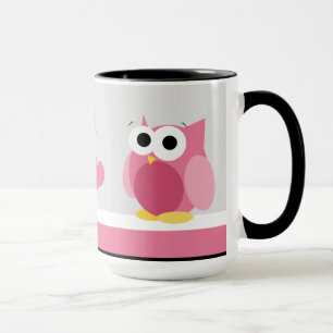 Funny Pink Owl mit Herz - 15 oz Tasse