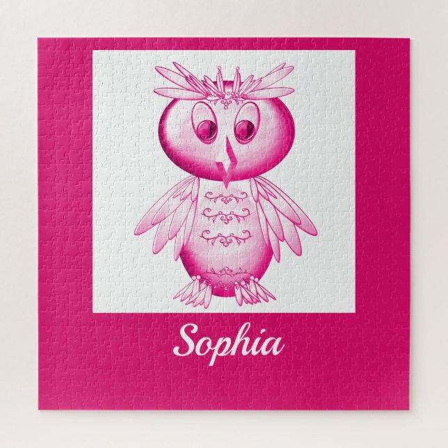 Funny Pink Owl Personalisierte Kinder (Vertikal)