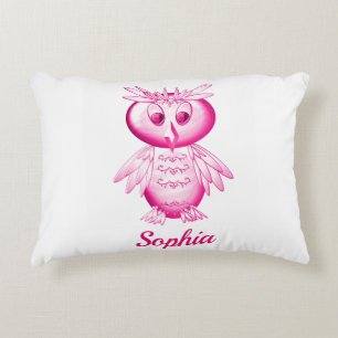 Funny Pink Owl Personalisierte Kinder Dekokissen
