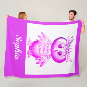 Funny Pink Owl Personalisierte Kinder Fleecedecke