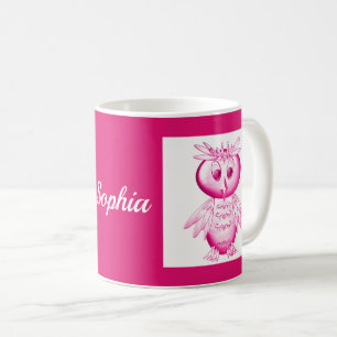 Funny Pink Owl Personalisierte Kinder Kaffeetasse