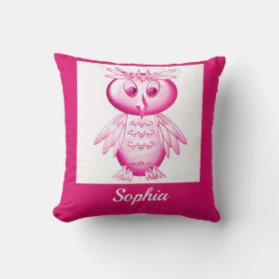 Funny Pink Owl Personalisierte Kinder Kissen