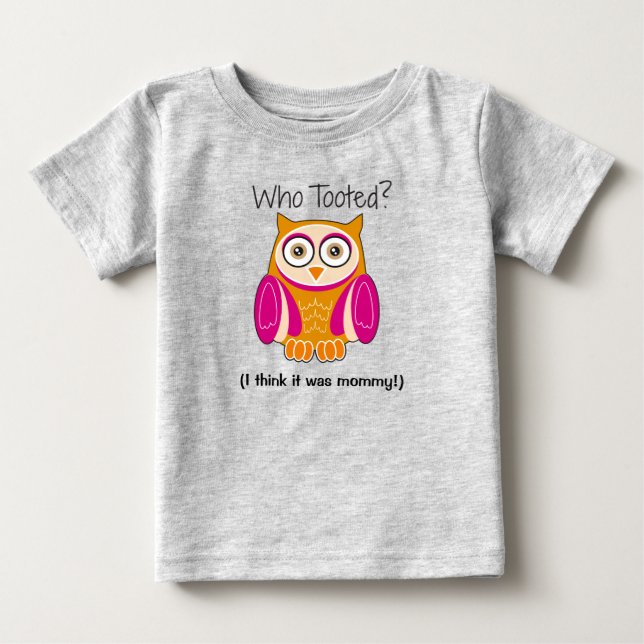 Funny Pink Owl "Wer hat getootet?" Kids-T - Shirt (Vorderseite)