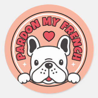 Funny Pink Pardon Mein Französischer Bulldog Hund  Runder Aufkleber