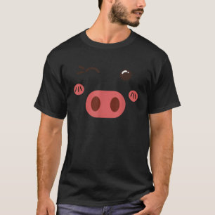 Funny Pink Pig Face Kawaii Wink Eye Niedliches Hal T-Shirt