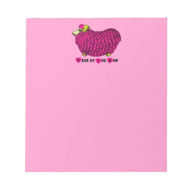 Funny Pink Ram Chinese Year Zodiac Notepad Notizblock (Vorderseite)