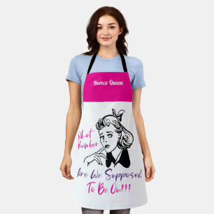 Funny Pink Retro Bunco Queen Monogram Schürze