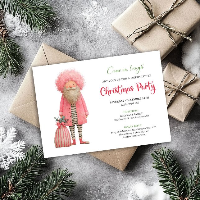 Funny pink santa Christmas party invitation card Einladung (Funny pink santa Christmas party invitation card

)