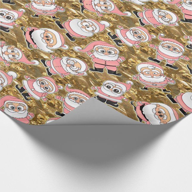Funny Pink Santas zu Weihnachten Geschenkpapier (Ecke)