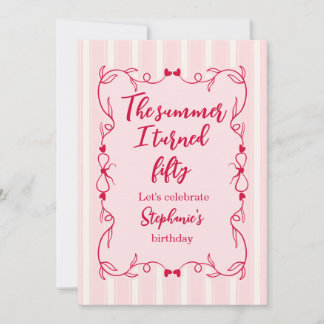 Funny Pink The Summer I Turned Fifty Birthday Einladung